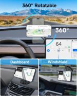 Tesla Phone Mount, MagSafe Car Mount for Tesla Model 3 Model Y, Foldable Hidden Magnetic Phone Mount Fit for iPhone 14 13 12 Series and All Phone, Tesla Model 3 Accessories, Tesla Model Y Accessories - Image 2