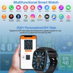 Smart Watch for Women Men, 1.85'' HD Touch Screen Fitness Tracker with Bluetooth Answer/Make Call, IP68 Waterproof with Heart Rate Sleep Monitor 100 Sports Modes for Android iOS (Black-1) - Image 3