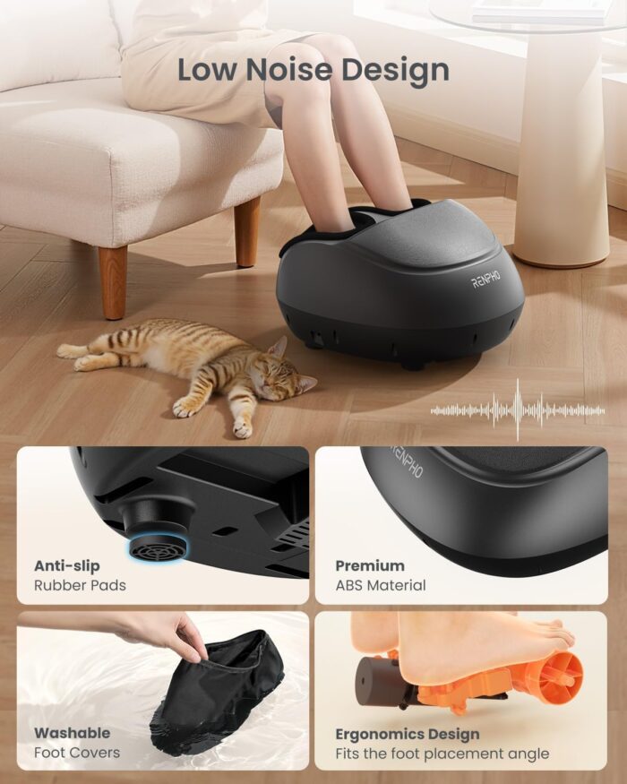 RENPHO Foot Massager with Heat, Shiatsu Foot Massage Machine Deep Kneading, Air Compression - Panel Control (Black) - Image 5