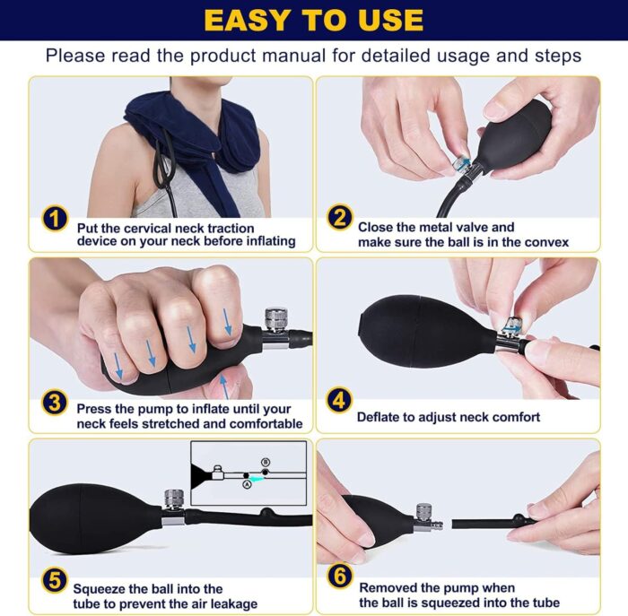Neck Stretcher, Cervical Traction Device, Adjustable Inflatable Neck Traction Device for Neck Pain Relief, Neck Decompression Home Use - Image 5