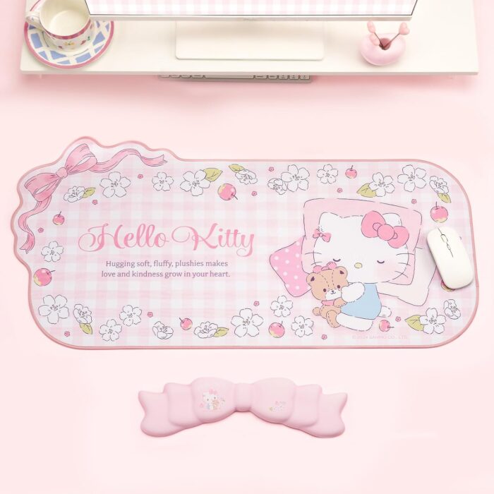 Kuitmor Kawaii Anime Mouse Pad Wrist Rest Support Set - Non-Slip Desk Mat and Memory Foam Bowknot Wrist Rest for Keyboard and Mouse,Perfect for Gaming or Home Office Work - Flower Dream (Pink) - Image 7