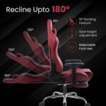 Dowinx Multi-Functional Gaming Chair, Ergonomic High Back Reclining & Height Adjustable PU Leather Computer Chairs with Massage Cushion, Neck & Lumbar Support, Armrests, Footrest (Maroon) - Image 4