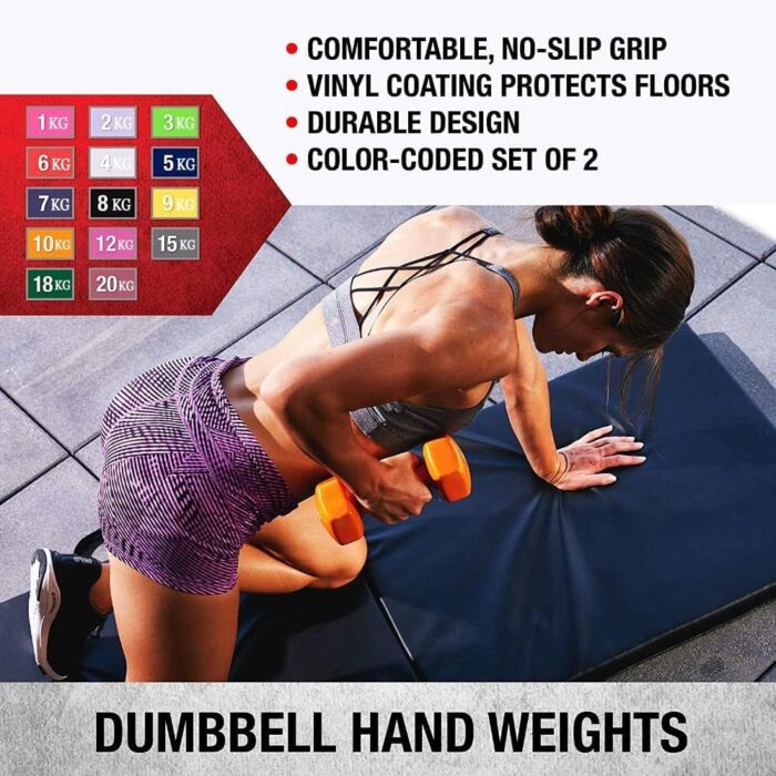 Dumbbells Hand Weights Set of 2 - Vinyl Coated Exercise & Fitness Dumbbell for Home Gym Equipment Workouts Strength Training Free Weights for Women, Men - Image 3
