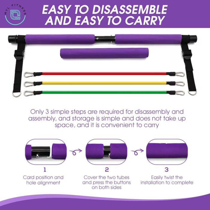 MYL Fitness Pilates Bar Kit with Resistance Bands Portable Gym and Home Workout Equipment for Women and Men - Image 3