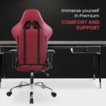 Dowinx Multi-Functional Gaming Chair, Ergonomic High Back Reclining & Height Adjustable PU Leather Computer Chairs with Massage Cushion, Neck & Lumbar Support, Armrests, Footrest (Maroon) - Image 3