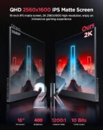 UPERFECT Portable Gaming Monitor, Portable Monitor 400 Nits HDR FreeSync Laptop Monitor w/VESA & Smart Case Matte IPS Eye Care External Second Screen for Switch, Xbox, PS5 (2K 120HZ) - Image 2