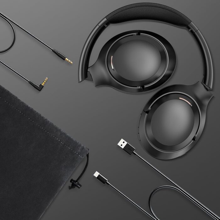 Hybrid Active Noise Cancelling Headphones, Bluetooth 5.4 Headset, Wireless Headphones, ANC Button, 60H Playtime, 35dB Noise Reduce, Hi-Fi Audio Sound, CVC 8.0 Mic, USB-C Charge, Protein Skin Ear Cups - Image 7
