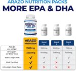 Arazo Nutrition Omega 3 Fish Oil 4,080mg - High EPA 1200mg + DHA 900mg Triple Strength Burpless Capsules (120 Count) - Image 4