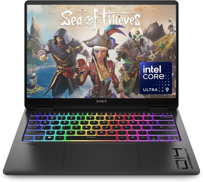 OMEN Transcend Laptop 14-fb0002ne, Intel Core Ultra 9-185H, 14" 3K 120Hz OLED Display, 32GB LPDDR5 RAM, 1TB SSD, 8GB NVIDIA® GeForce RTX™ 4070, Eng/Ar KB, Win11, Shadow black [9V8S7EA] - Image 1