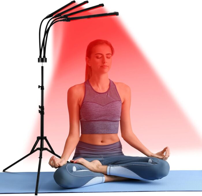 Hottoerak Red Light Therapy, 180LEDs Red Light Lamp, Upgraded Infrared Lamp 660nm & 850nm & 940nm with Stand with 5 Brightness and Timer for Home Use