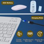 AWH Bluetooth Keyboard and Mouse Combo,Ultra Slim Rechargeable Portable Wireless Keyboard Mouse Set Compact for Android Windows Tablet Cell Phone iPhone iPad Computer Desktop PC Laptop(White) - Image 4