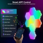 6 Pieces LED Wall Hexagon Lights with Remote Control,Smart LED Wall Light Panels Touch-Sensitive RGB Gaming Night Lights Mood Lightning DIY Module for Gaming Setup/Home Bar Party Decor (V3) - Image 2