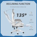 Vinsetto Racing Gaming Chair, Reclining PU Leather Computer Chair with 360 Degree Swivel Seat, Footrest, Removable Headrest and Lumber Support, White and Grey - Image 5