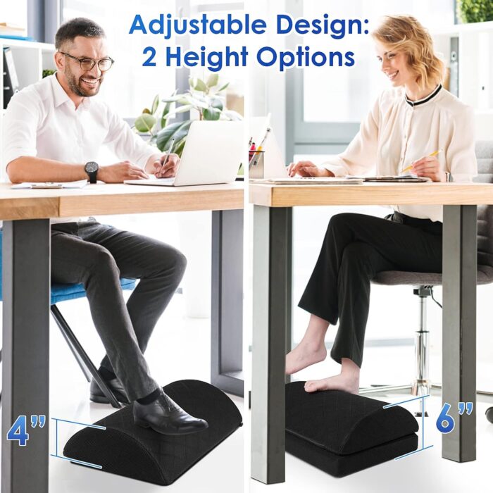 Adjustable Foam Foot Rest for Under Desk at Work, Under Desk Footrest Ergonomic Foam Foot Rest Desk Foot Cushion for Office, Work, Gaming, Computer, Gift, Office Accessories Back & Hip Pain Relief - Image 3