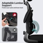 Ergonomic Office Chair with Lumbar Support - Adjustable Computer Desk Chairs for Home Office, Gaming, and Work - Comfortable and Supportive Desk Chairs for Adults (Black) (Light Black) - Image 4