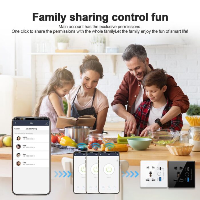 Tichondrius Universal Smart Wall Outlet, WiFi Smart Touch Wall Socket,Wall Outlet with USB+TypC Interface,Tuya APP Remote Control,Compatible Alexa and Google Home,No Hub Required,2.4G WiFi,13A (Black) - Image 7
