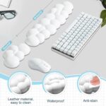 Leolee Keyboard Cloud Wrist Rest & Mouse Wrist Rest Set, White Cloud Wrist Rest w/ Leather Surface Non-Slip Base Cloud Palm Rest Relieve Wrist & Arm Pain PC Gaming/Office/Computer/Laptop(CD001) - Image 3