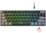 Rii [Arabic layout]RK802 Wireless Gaming keyboard, 3 Modes(Bluetooth/2.4G/Wired), 60% Rechargeable RGB Backlit Gaming Keyboard Red Switch for PC Windows Laptop(Black)