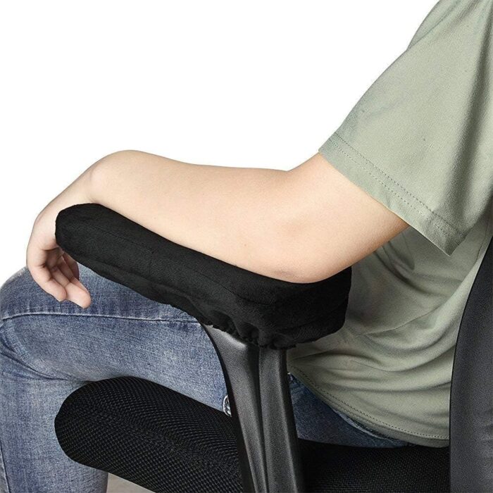 Aloudy Ergonomic Memory Foam Office Chair Armrest Pads, Comfy Gaming Chair Arm Rest Covers for Elbows and Forearms Pressure Relief(Set of 2), Stretch Fit, Black - Image 7