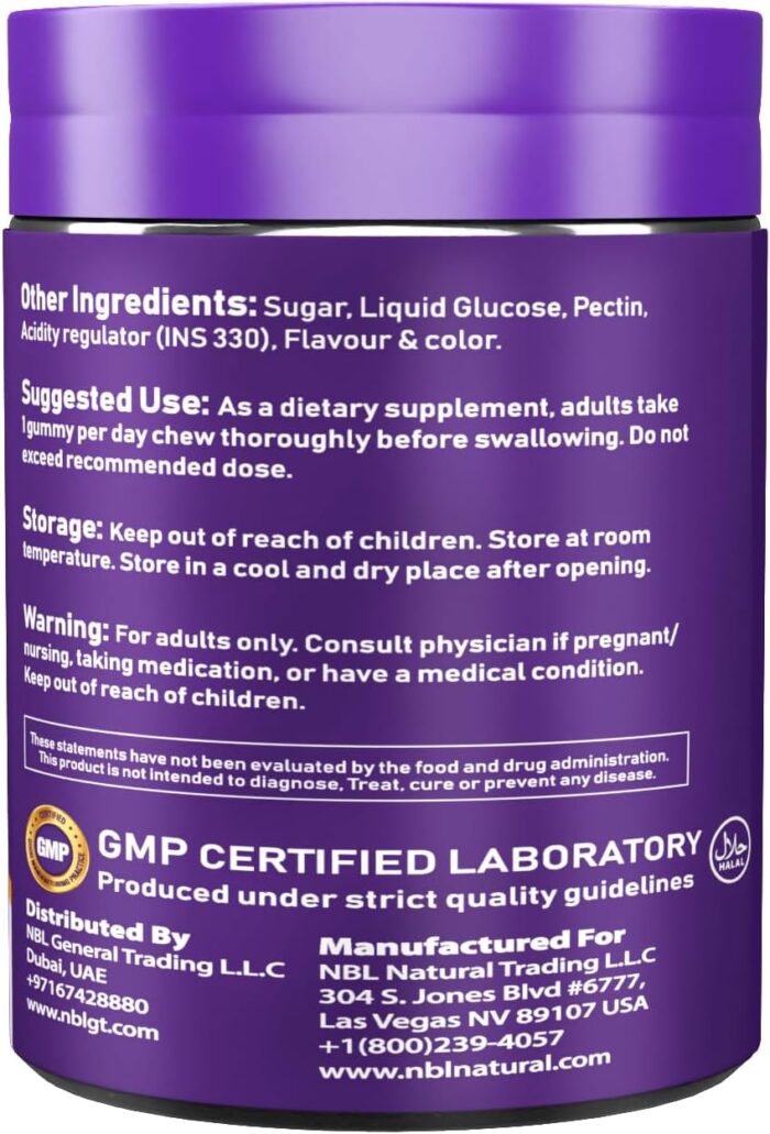 NBL Natural Hair Vitamins 60 Gummies Supplement with Vitamin C, Biotin & Folic Acid Supports Hair Growth, Hair Loss, Healthy Hair, Skin & Nails | Hair Multivitamins Supplements for Men Women's - Image 8