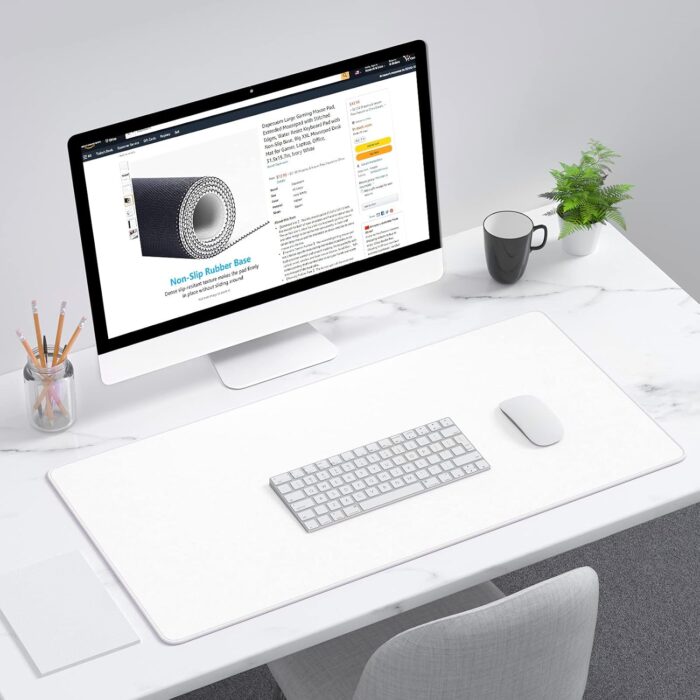 Dapesuom Large Gaming Mouse Pad, Extended Mousepad with Stitched Edges, Water Resist Keyboard Pad with Non-Slip Base, Big XXL Mousepad Desk Mat for Gamer, Laptop, Office, 31.5x15.7in, Ivory White - Image 7