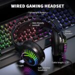 AULA Gaming Keyboard Mouse Headset and Mousepad Combo, RGB LED Backlit Gaming Keyboard Bundle, USB Wired Keyboards Combo for PC Gamer, Xbox, PS4 Users - Image 4