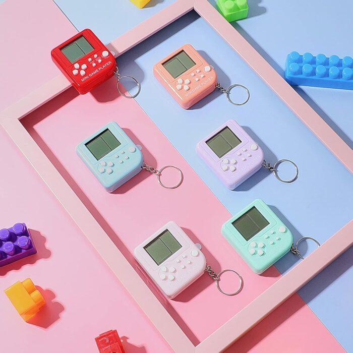 KASTWAVE Brick Game Console Keychain, 6 Pieces Video Game Party Favors Mini Brick Game Toy Keychain Game Console Birthday Festival Favor (Purple, Orange, Blue, Red, Green, Pink, Classic Style) - Image 5