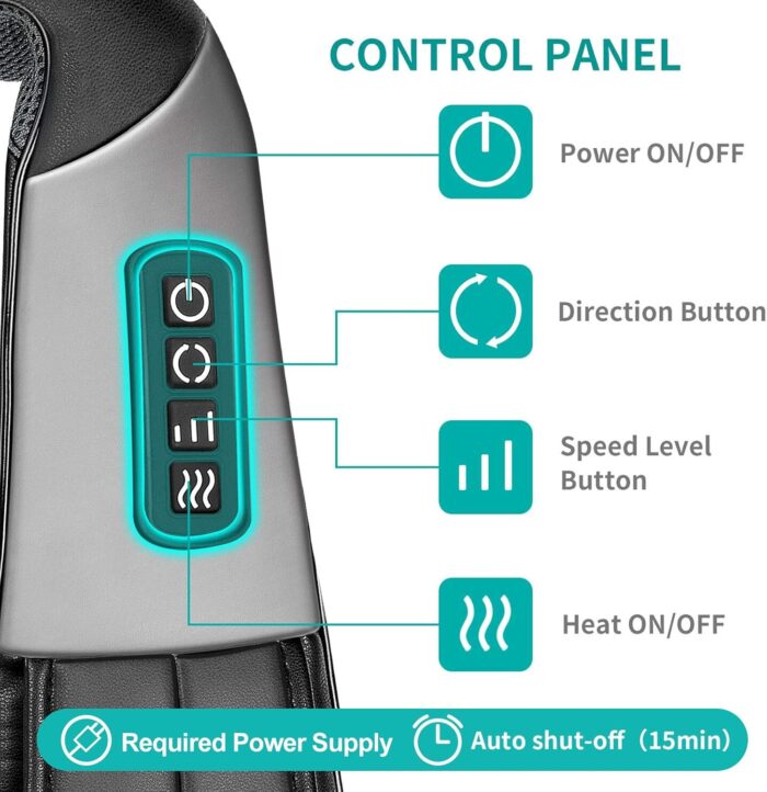 Nekteck Shiatsu Neck and Back Massager with Soothing Heat, Electric Deep Tissue 3D Kneading Massage Pillow for Shoulder, Leg, Body Muscle Pain Relief, Home, Office, and Car Use - Image 3