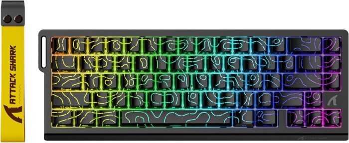 ATTACK SHARK X68 HE 8000Hz Rapid Trigger Keyboard, 0.01mm RT Accuracy Wired Gaming Keyboard with Magnetic Switch, Adjustable Actuation, Rapid Trigger, Snap Tap, RGB Lighting for PC/Mac, Black Contours