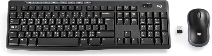 Logitech Mk270 Wireless Keyboard And Mouse Combo For Windows, 2.4 Ghz Wireless, Compact Wireless Mouse, 8 Multimedia And Shortcut Keys, 2-Year Battery Life, Pc/Laptop, English/Arabic