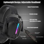 OMIRE RB-C7 Gaming Headset for PS5, PS4, PC, Mac, Switch, Xbox Series, 7.1 Surround Sound RGB Gaming Headphones with Noise Canceling Microphone, 50MM Dynamic Drivers, USB Audio Jack, BLACK - Image 3