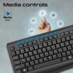 Promate Wired Keyboard and Mouse Combo, Ergonomic Slim Full-Size Quiet Keyboard, 2400 DPI Ambidextrous Mouse, Spill-Resistance, Media Keys, Plug and Play for iMac, MacBook Pro, Dell, Combo-CM4 - EN/AR - Image 5