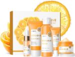 LAIKOU Vitamin C Skin Care Set, 5 Pcs Skincare Kit for Women, with Vitamin C Serum for Face Toner Eye Cream Face Cream Cleanser, Skin Care Gift Set for Women Teenage Girls Mom Daughter