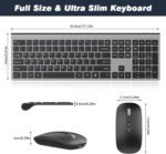cimetech Rechargeable Wireless Keyboard and Mouse, 2.4G USB Full Size Keyboard Mouse Combo for Mac, Windows, Laptop, Computer - Grey - Image 7