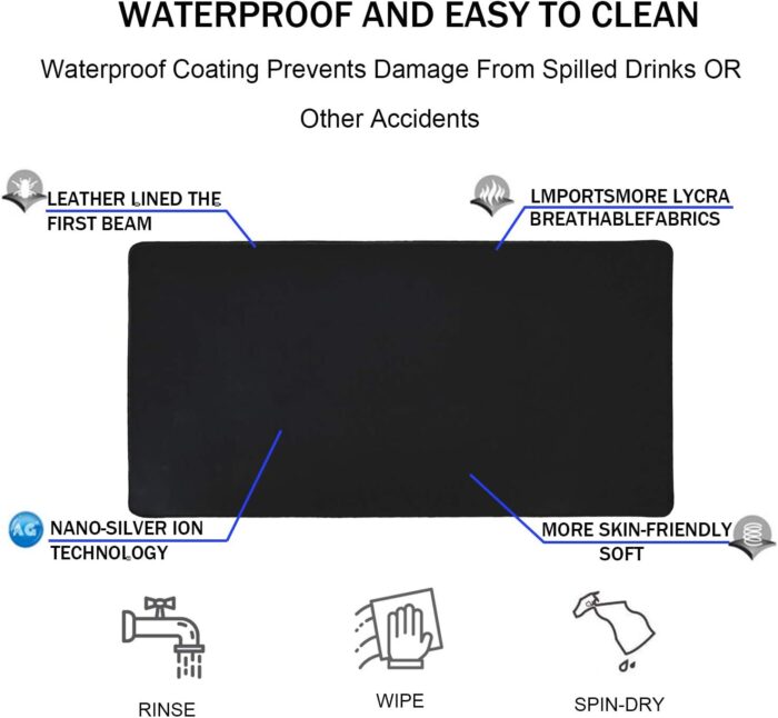 TEDNETGO Large Mouse Pad, Gaming Mouse Pad, Long Mouse Pads, Waterproof Extra Large Big Mouse Pad with Stitched Edge, XXL Non-Slip Black Computer Mousepad Desk Mat for Gamer, Office & Home, Black - Image 4