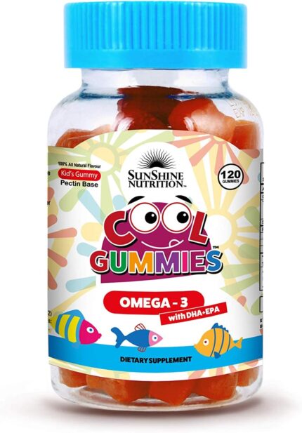 Sunshine Nutrition Cool Gummies Omega 3 With DHA-EPA 120 Gummies For Kids | 100% All Natural Flavor | Gluten Free Sunshine Nutrition Cool Gummies Omega 3 With DHA-EPA 120 Gummies For Kids | 100% All Natural Flavor | Gluten Free