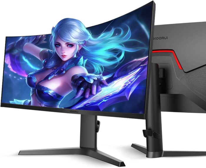 KOORUI 21:9 WQHD 3440 * 1440 4K （HDR 400）34 Inch 1800R Curved Gaming Monitor, 165Hz MPRT 1MS (AMD FreeSync Premium Nvidia G-SYNC) Hdmi DP 90% DCI-P3 OSD Roker Computer Gamer Monitors - Image 2