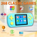 Handheld Games for Kids Adults with Built in 268 Classic Retro Video Games,3.0'' Color Screen Rechargeable Portable Arcade Gaming Player,Boys Girls Travel Electronics Toys Birthday Gift (A-Blue) - Image 2