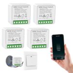 4 Pack Mini Smart Relay Switch Module Compatible With Tuya App, Alexa and Google Home - DIY WLAN Smart Life Switch, Neutral Conductor Required
