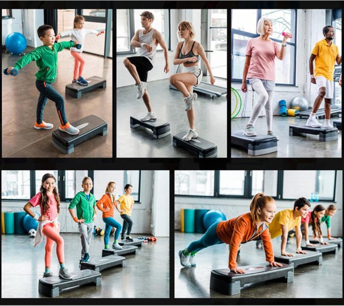 SOOFAM Adjustable Workout Aerobic Stepper Step Platform Trainer，Aerobic Exercise Step Platform with 2 Risers，Height-Adjustable 4"-6"，Fitness Equipment for Home Gym Exercise Fitness Workout - Image 6