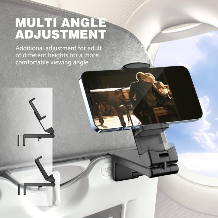 NOSKIN [Upgraded] Universal Airplane in Flight Phone Mount. Handsfree Phone Holder for Desk with Multi-Directional Dual 360 Degree Rotation. Pocket Size Travel Essential Accessory for Flying - Image 2