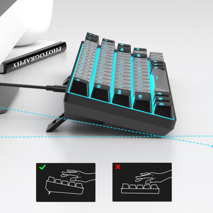 MageGee Portable 60% Mechanical Gaming Keyboard (Grey/Blue Switch) - Image 4