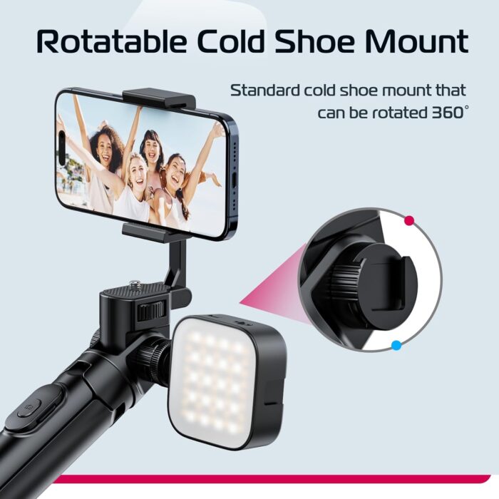 ULANZI MT-70 Extendable Tripod, 63" Selfie Stick Vlog Tripod Stand with 2 Phone Clips, 360 Rotate Dual Camera Holder for iPhone, Sony, Canon, GoPro, Lightweight for Travel, Black - Image 6