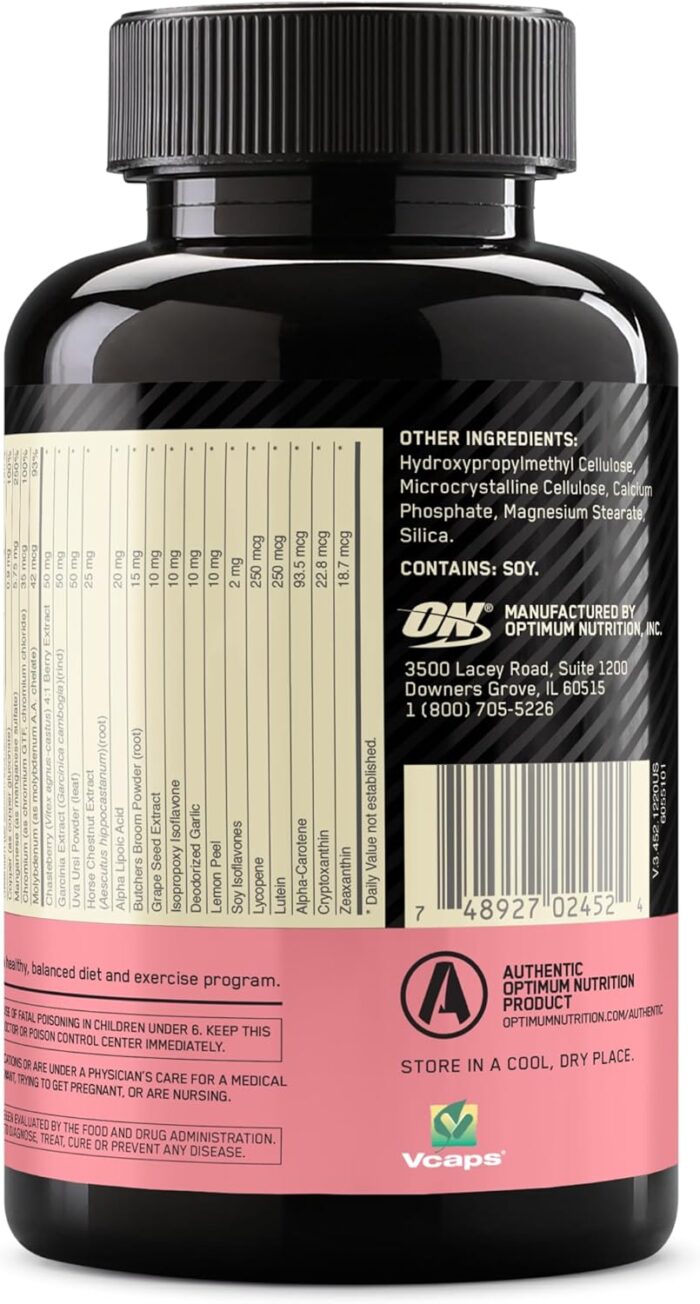 Optimum Nutrition (ON) Opti-Women, Vitamin C, Zinc and D for Immune Support Women's Daily Multivitamin Supplement Capsules with 23 Vitamins & Minerals/ 600 Mcgs Folic Acid/ 18 Mgs Iron - 120 Capsules - Image 7