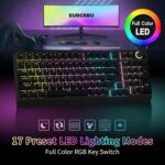 EURCRBU Mechanical Gaming Keyboard, LED Backlit Compact 98 Keys Layout Wired Mechanical Keyboard with Volume Control Knob, Full Anti-Ghosting Numpad Keyboard for Competitive Games or Office. (Black) - Image 2