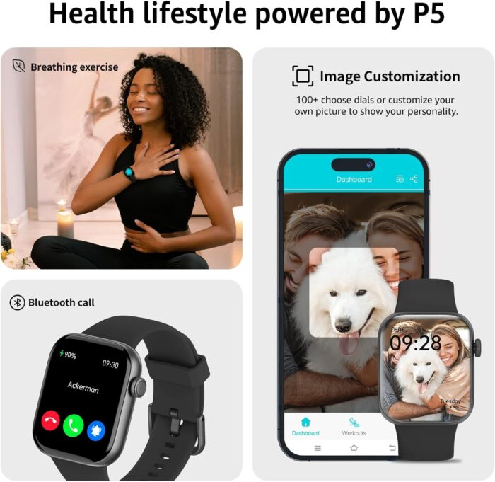 Smart Watch, 1.85" Smartwatch for Men Women (Answer/Make Call), Fitness Tracker with 140+ Sport Modes, IP68 Waterproof, Heart Rate/Sleep/Spo2 Monitor, Pedometer, Activity Tracker for Android iOS - Image 6