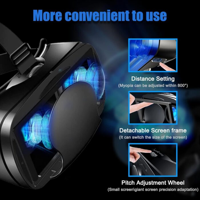 AEVRG VR Headset Adjustable 3D VR Glasses Virtual Reality Headset HD Blu-ray Eye Protected Support 5~7 Inch, Black for Android Smartphone - Image 3