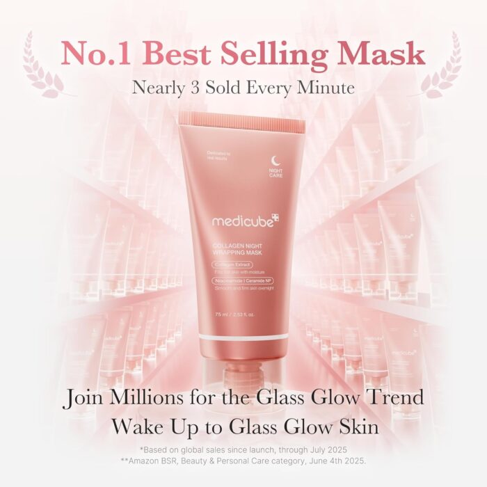 medicube Collagen Overnight Wrapping Peel Off Facial Mask Pack - Elasticity & Hydration Care, Reduces Sagging & Dullness - Hydrolyzed Collagen For Glowing Skin - Korean Skin Care, 2.53 fl.oz - Image 2