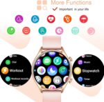 IP68 Waterproof Smartwatch for Women - Fitness Tracker Answer/Make Calls Heart Rate Blood Pressure Sleep Monitor Step Counter-Sport Running Digital Watch for Android iOS Phones (Pink) - Image 4