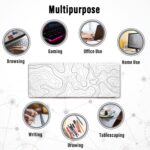 Ovenbird Large Gaming Mouse Pad with Stitched Edges, Minimalist Topographic Map Desk Mat, Extended XL Mousepad with Anti-Slip Base, Cool Desk Pad for Keyboard and Mouse, 31.5 x 11.8 in, White - Image 9